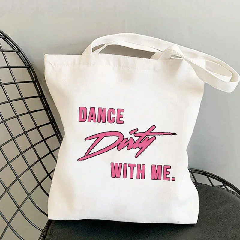 

Сумка-шоппер для танцев грязный со мной, милая сумка в стиле Харадзюку, женская сумка для покупок, холщовая сумка-шоппер, женская сумка-тоут, ...