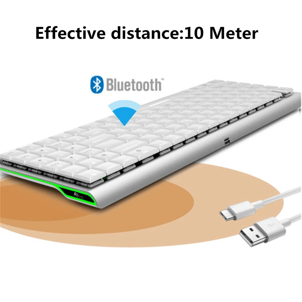 RK 96 клавиш bluetooth и USB Проводная клавиатура двойной режим низкопрофильный коричневый переключатель Механическая игровая клавиатура для Android/ios
