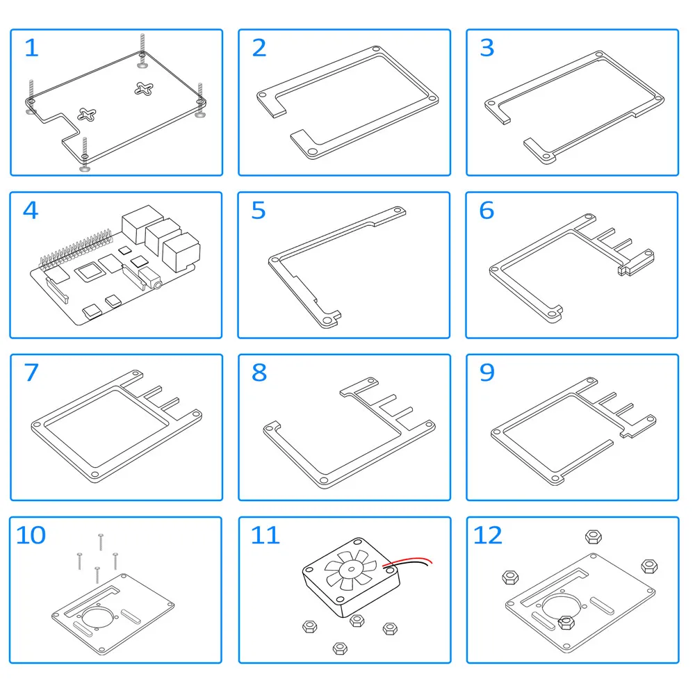 9 слоев акриловый чехол для Raspberry Pi 4 прозрачный корпус коробки с охлаждающим