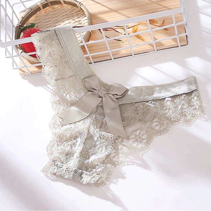 

Women Lace Panties Sexy Floral Bow No Trace Underwear Low-Rise Lace Lingerie For Women Female Underpants