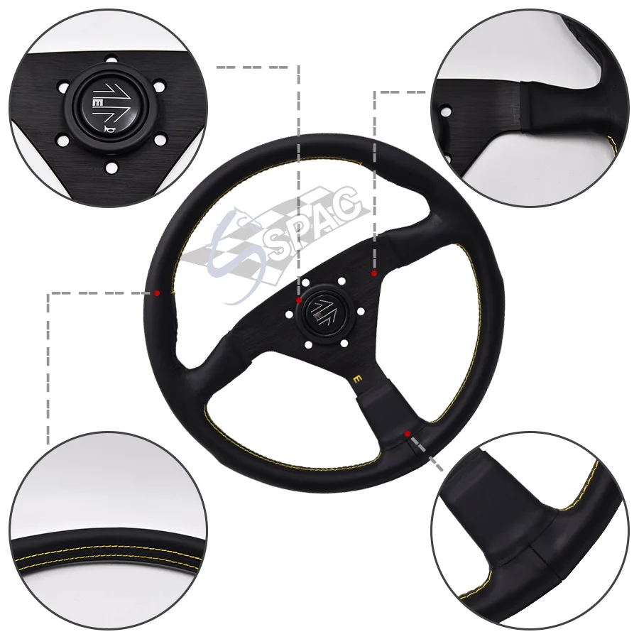 Универсальный гоночный руль из натуральной кожи 350 мм | Рулевые колеса и ступицы