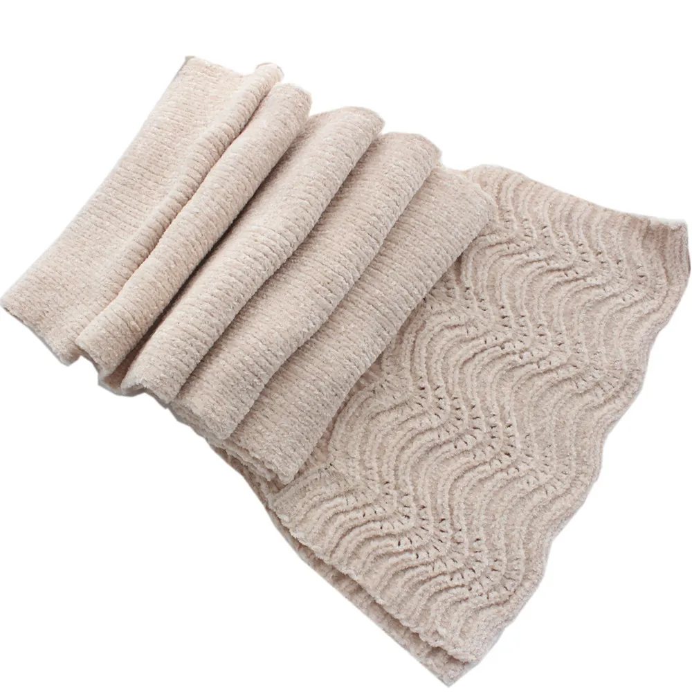 

2020 New Fashionable Korean Soft Chenille Knitted Scarf Beige Women's Winter Warm Scarvs Pink Khaki Ladies Scarfs