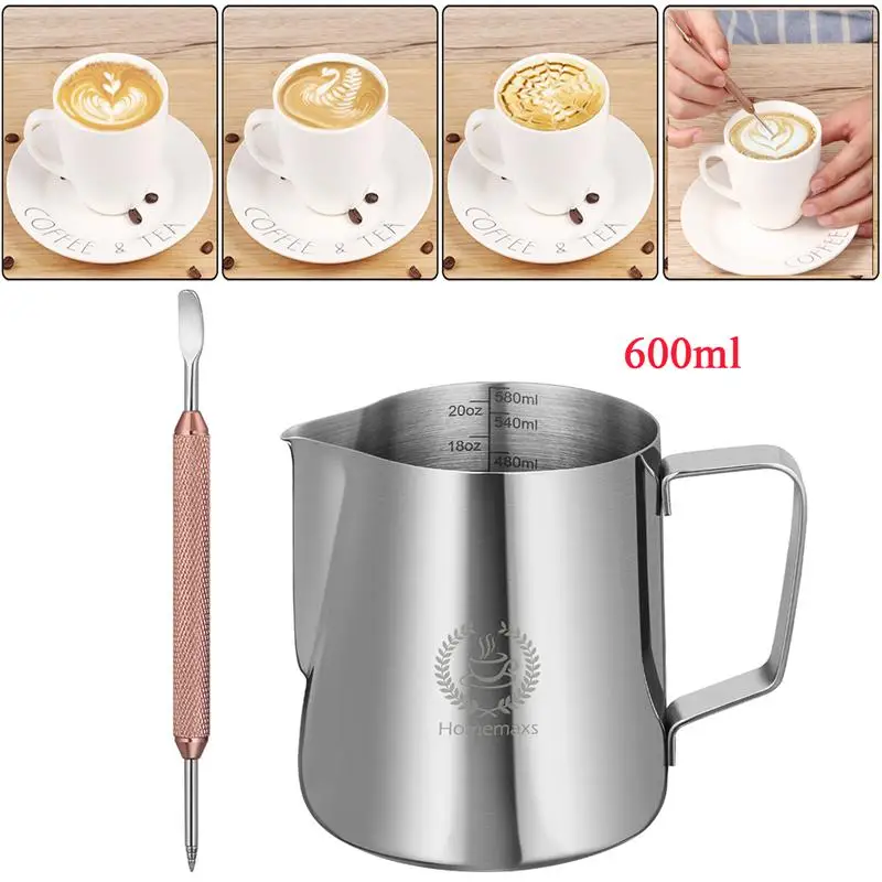 HOMEMAXS 20 унций/600 мл кувшин для молока из нержавеющей стали с латте художественная