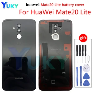 new for huawei mate 20 lite battery cover back glass panel rear door housing case mate 20lite battery cover 20 lite replace free global shipping