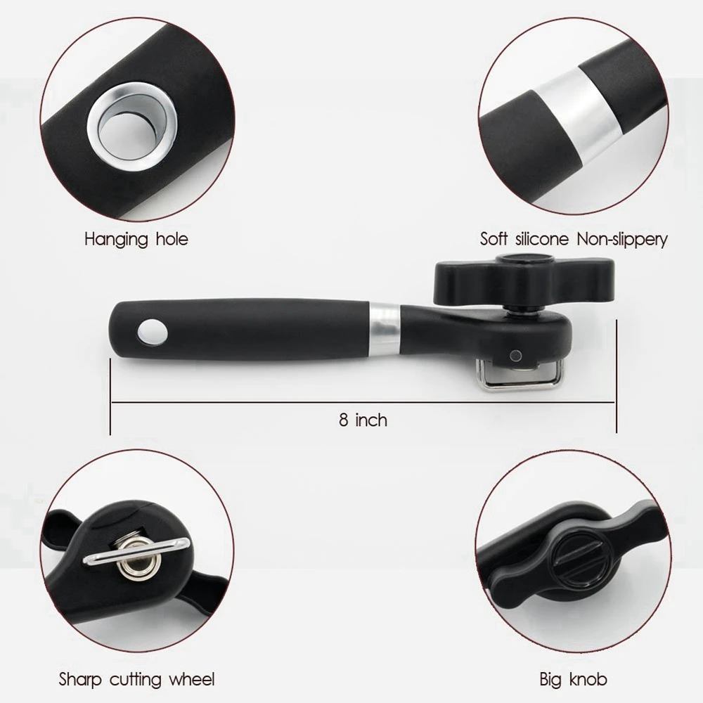 

Safety Easy Stainless Steel Manual Can Opener Professional Effortless Openers with Turn Knob Household Kitchen Useful Tools