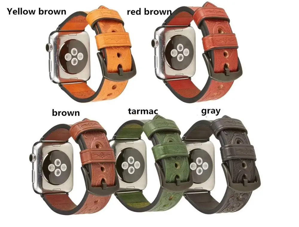 brown Настоящие древние роскошные кожаные часы ремешок для Apple Watch 5 4 3 2 1 Ремешок Браслет 38 мм 42 мм 40 мм 44 мм - Цвет ремешка: brown