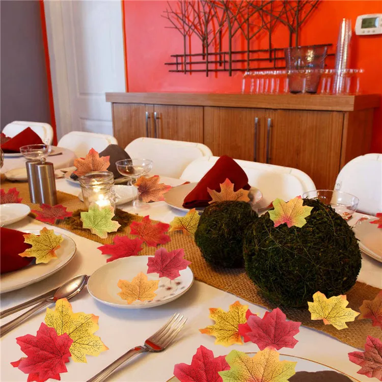 Искусственные кленовые листья 50 шт./компл. DIY шелковые осенние для свадьбы сада