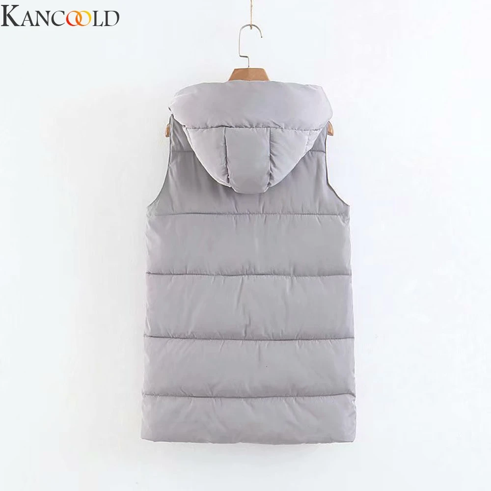 KANCOOLD хит продаж женский зимний жилет Модный пуховый с капюшоном верхняя одежда