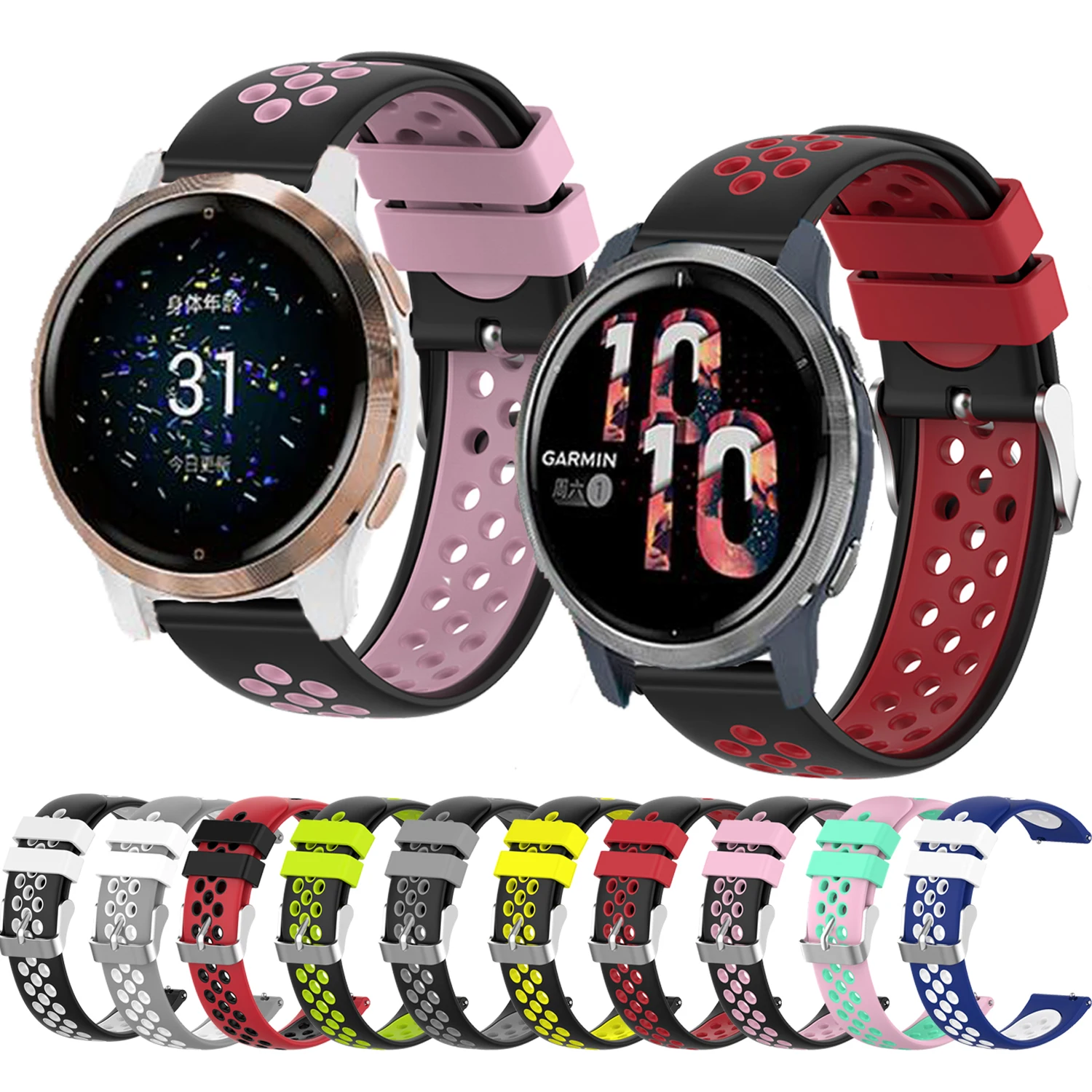 

New Soft Silicone Strap For Garmin Venu 2 2S / Vivoactive 3 / 4 / 4S Watch Band Wristband Bracelet Watchband Replace Accessories