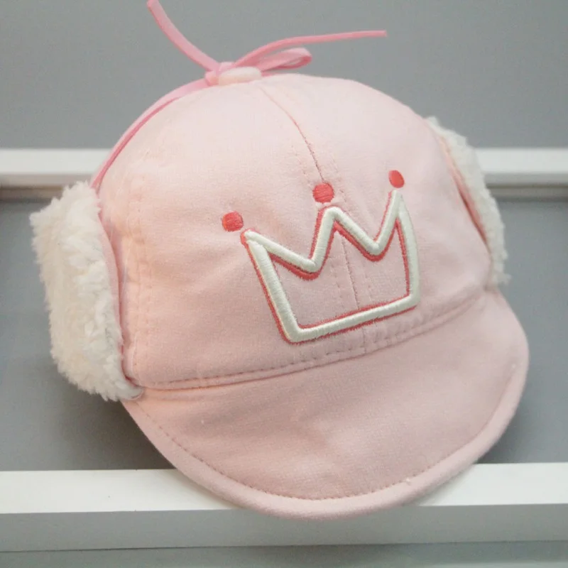 

Bobora Baby Hats Crown Pattern Children Autumn Winter boy warm hat girl earmuffs baby thickening plush cap kids beanies