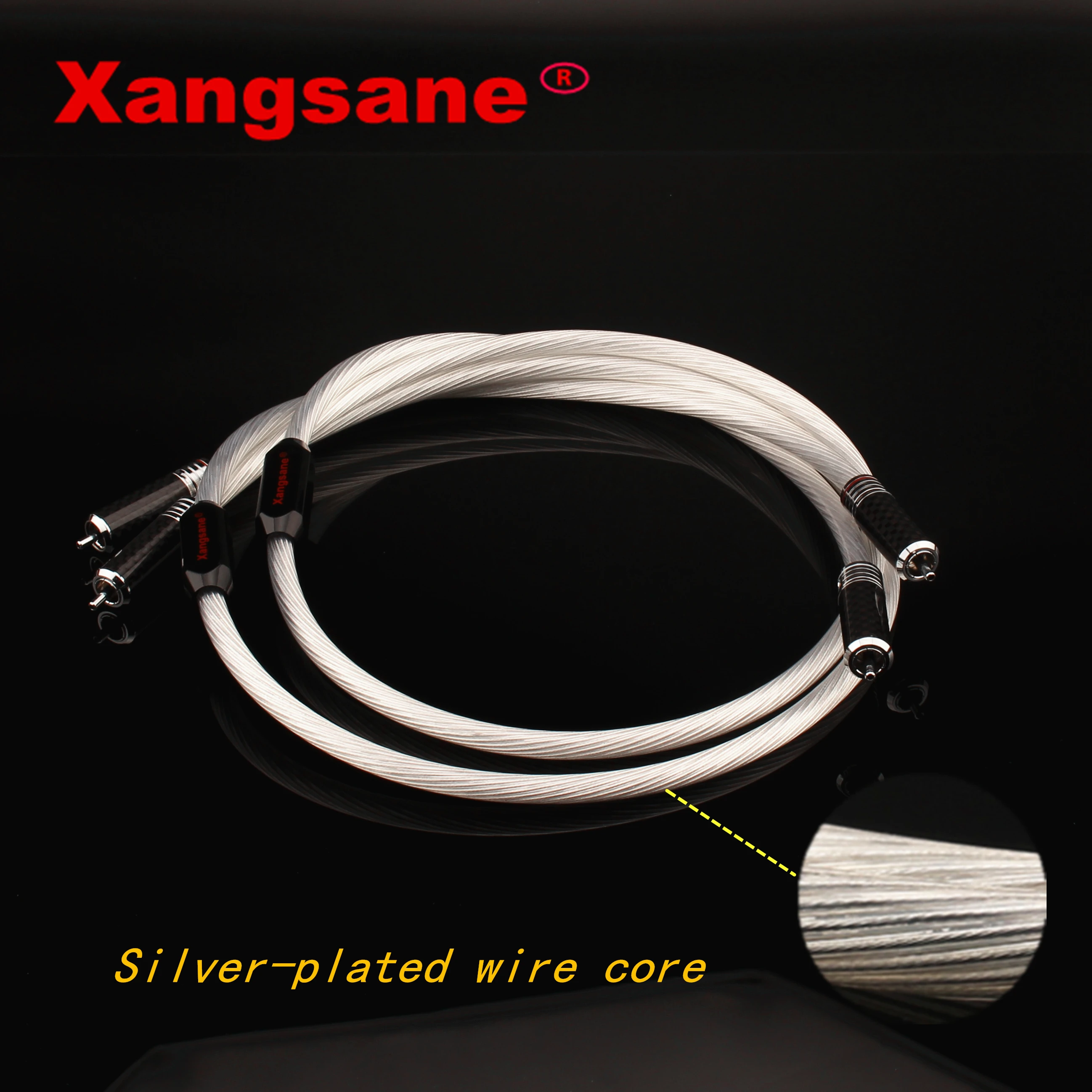 xangsane 5n occ silver plated signal cable hifi rca cable carbon fiber rhodium plated rca plug shielding electronic signals free global shipping