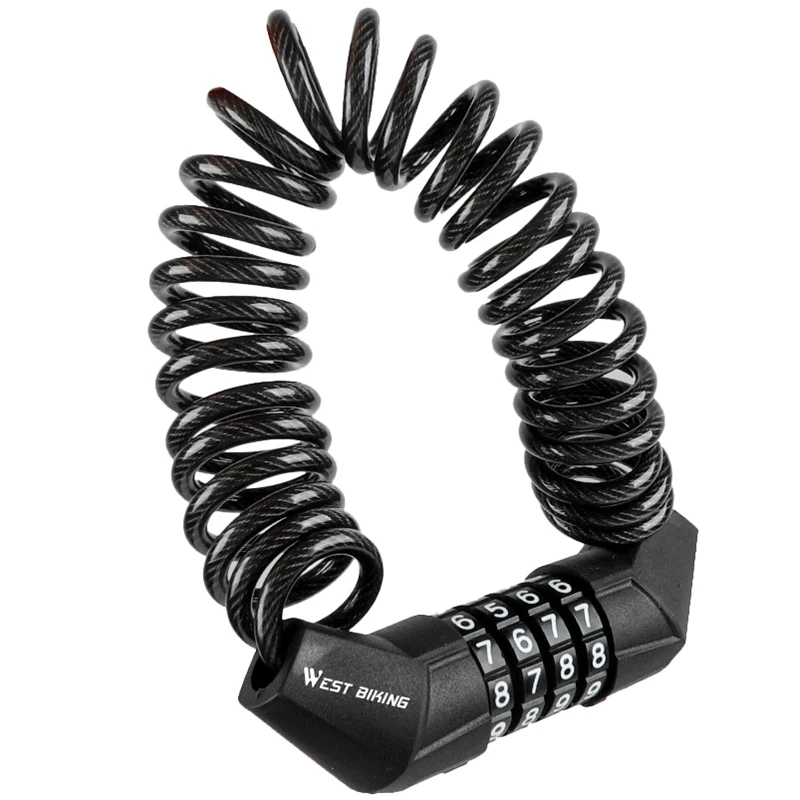 

WEST BIKING Bike Helmet Lock, 4 Digit Resettable Security Anti-Theft Cable Lock, Portable Lightweight Lock For Motorcycle Helmet