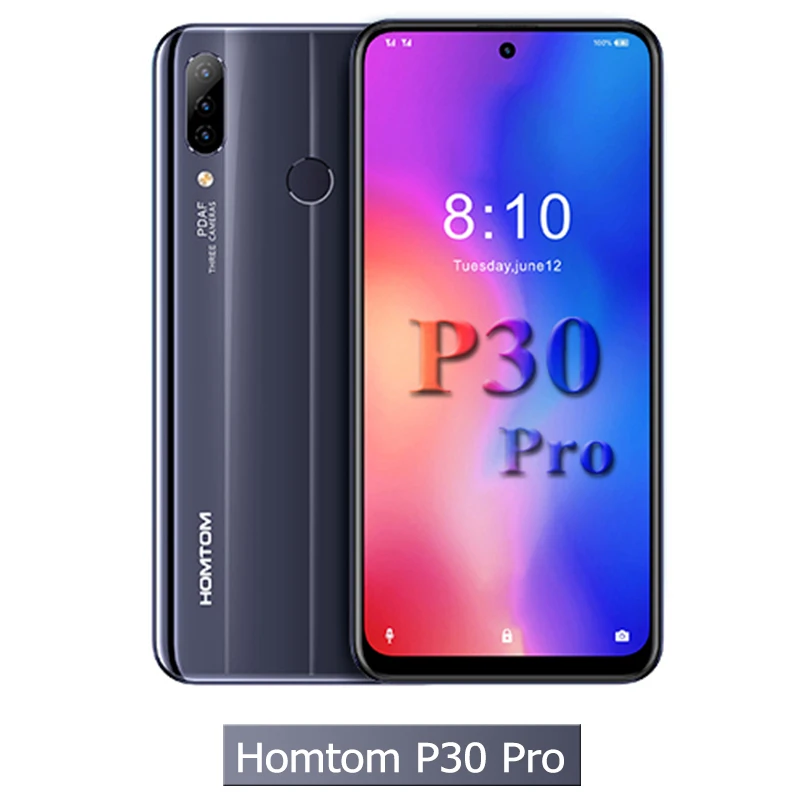 P30 Pro Black HOMTOM P30 Pro, 4 Гб ОЗУ, 64 Гб ПЗУ, Восьмиядерный мобильный телефон, 6,41 дюймов, полный дисплей, 13 МП, задняя камера, смартфон, отпечаток пальца - Цвет: P30 Pro Black