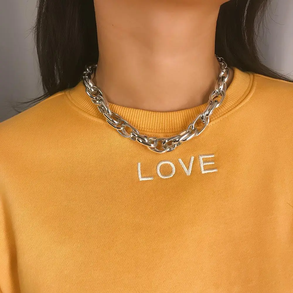 

Punk retro exaggerated thick chain neck female personality necklace female large chain big chains