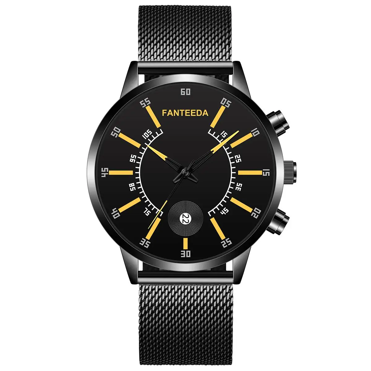 Minimalist Classic Blue Men Mesh Belt Ultra Thin Wrist Watch Luxury Fashion Business Calendar Stainless Steel Quartz Watches