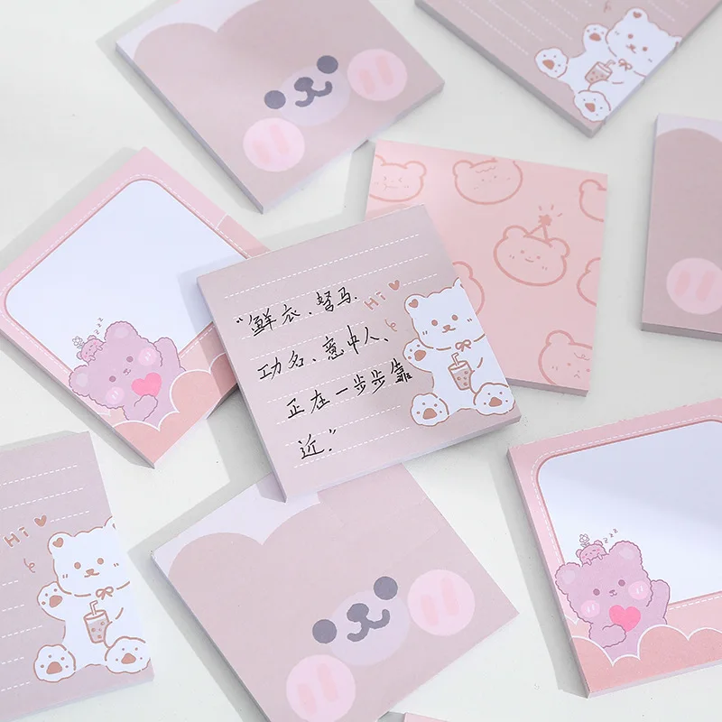 Korean Ins Not Sticky Memo Pads Cartoon Cute Student Message Stationery Office Learn Simple Planner Label Paper Kawaii Tearable |
