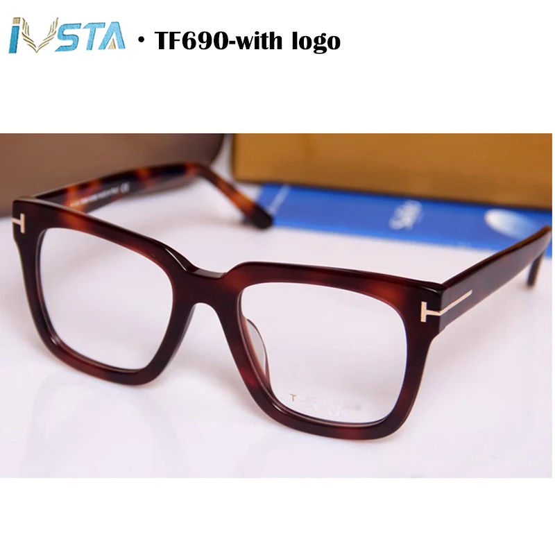 

IVSTA Tom TF Glasses with Logo Top Quality Oversized Glasses Men Big Square Acetate Luxury Brand Design Prescription Myopia 690