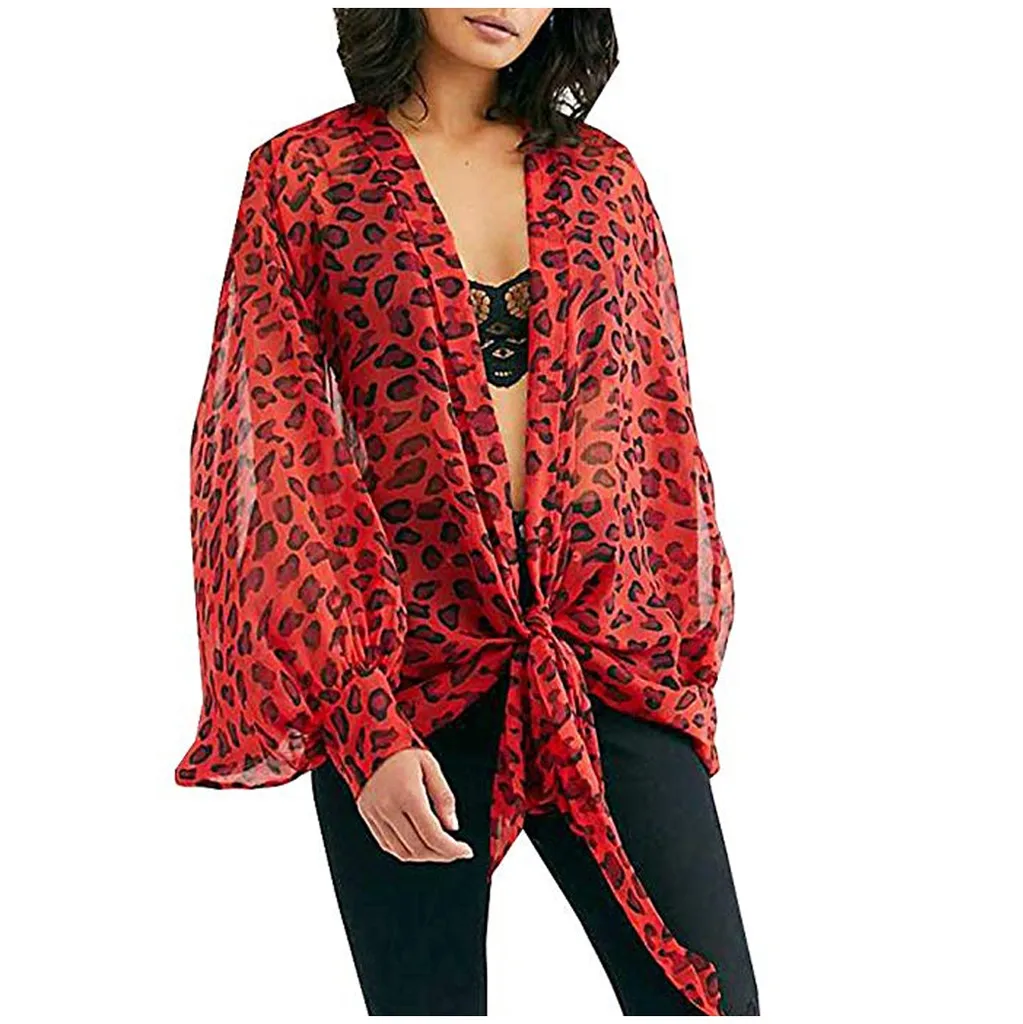 Женская Весенняя модная куртка с принтом и узлом спереди легкая шифоновая