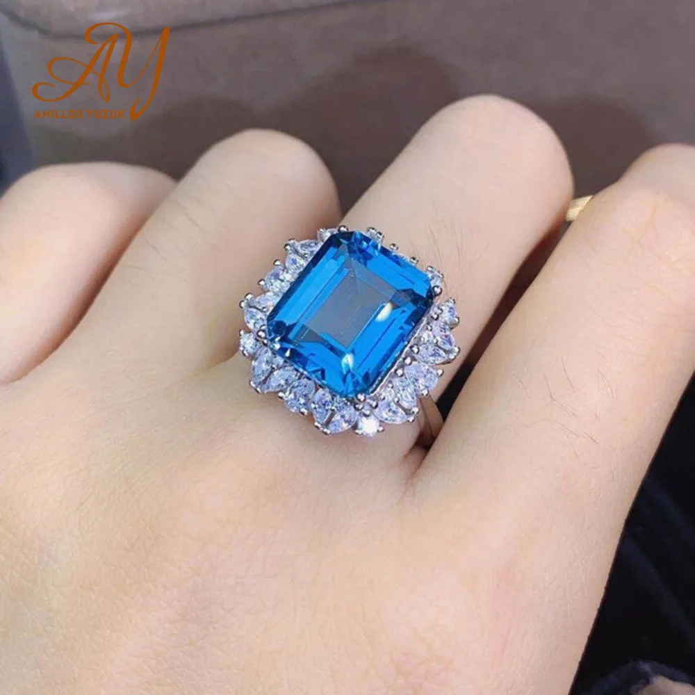 

Anillos Yuzuk Rings For Women Sterling Silver Color 925 Jewelry Ring Wedding Engagement Party Blue Gemstone Fine Jewelry