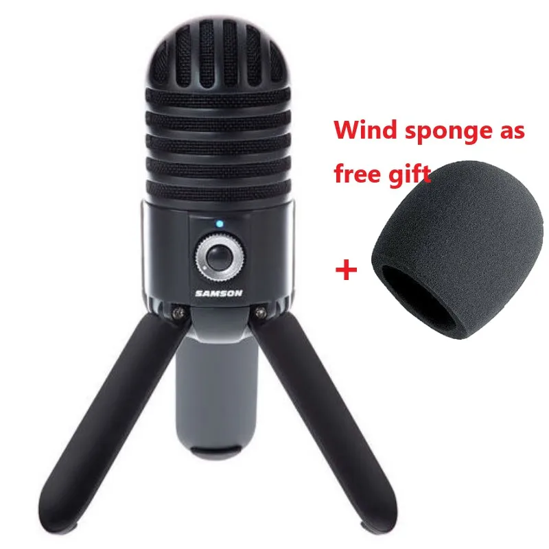 SAMSON Meteor Mic USB конденсаторный микрофон Студийный микрофон кардиоидный для компьютера Ноутбук Сеть черный и серебристый - Цвет: Черный