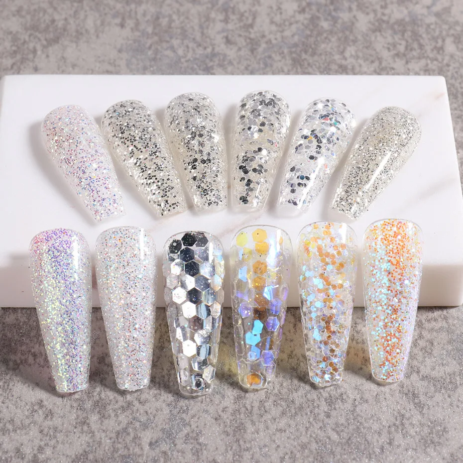 

5ML Mermaid Nail Glitter Holographic Sequins For Nail Sparkle Nail Powder Pigment Gradient Dipping Dust For Manicure Decor