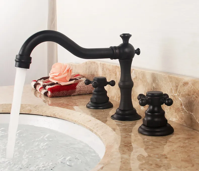 Бронзовый Смеситель для раковины с масляной прокладкой и 3 отверстиями двойной