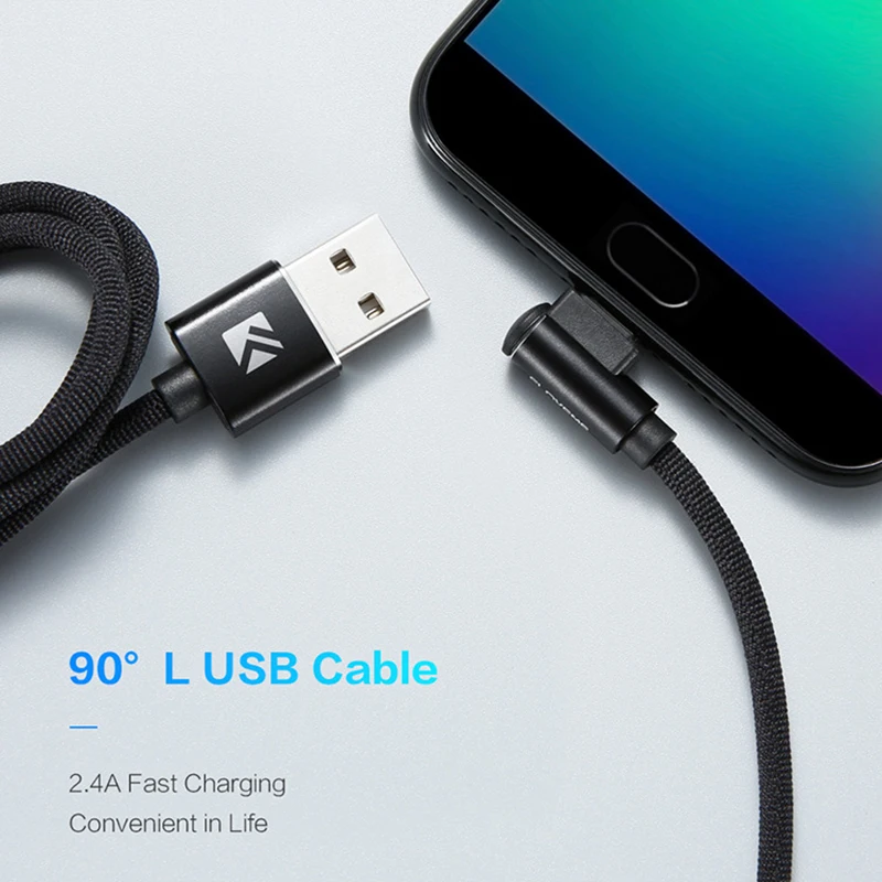 Кабель зарядный Floveme USB Type C 90 градусов для Samsung S8 S9 Note 9 8 Xiaomi mi8 mi6|Кабели мобильных
