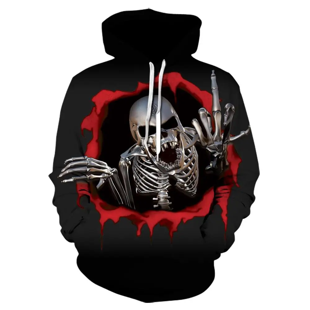 

Skull Men's Hoodie T 3D Printing Horror Skull Flame Skull Hoodie Street Hip Hop Hoodie Men's and Women's Long Sleeve Tops