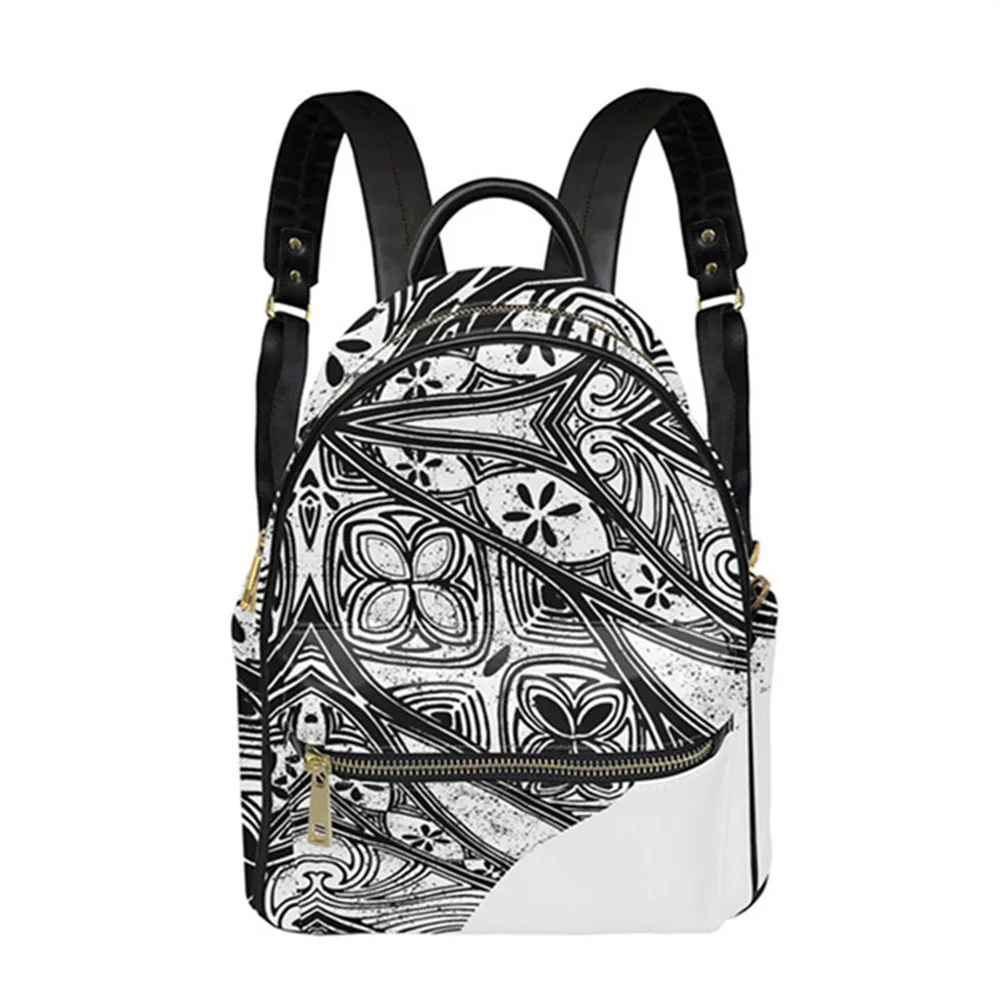 

Женский кожаный рюкзак серый Племенной полинезийский принт женские рюкзаки Сумки Роскошные Прямая поставка сумка на плечо с молнией