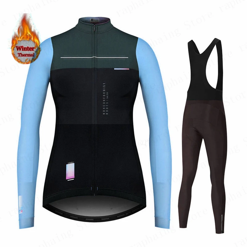 Набор женских велотопов и курток с термофлисом для зимнего периода Cycling Jersey Set Women Winter Thermal Fleece Jacket Lady Long Sleeve Sweatshirt Warm Riding Tops Female Bike Spain Uniform on.