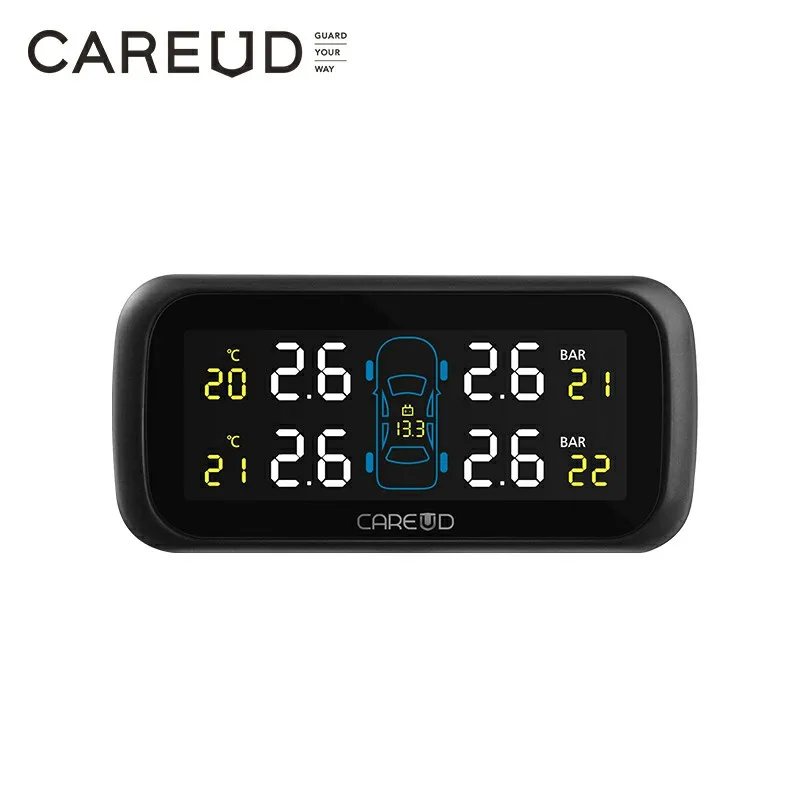 Фото CAREUD U903 автомобильная беспроводная TPMS система контроля давления в шинах с 4 внутренними сменными датчиками батареи жк-дисплей №5