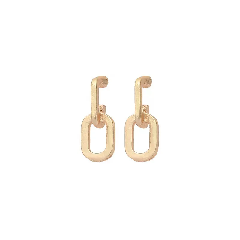 

Korean Double Square Metal Dangle Earrings Gold Hip-hop Geometric Drop Earrings Vintage Earrings for Women Girls Party Jewelry