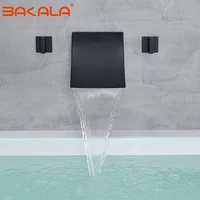 bathroom bathtub faucet basin faucet brass wall mounted sink mixer tap faucet 3 pcs waterfall faucets dual handle sink mixer tap