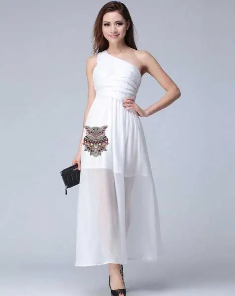 Мода ПВХ патч одежда большая сова цветок Термотрансферная печать футболка для женщин железные нашивки для одежды девушка наклейки