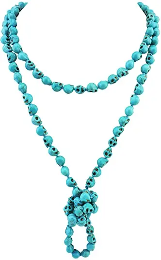 Бесплатная доставка натуральное бирюзовое украшение длинное голубое 45-дюймовое