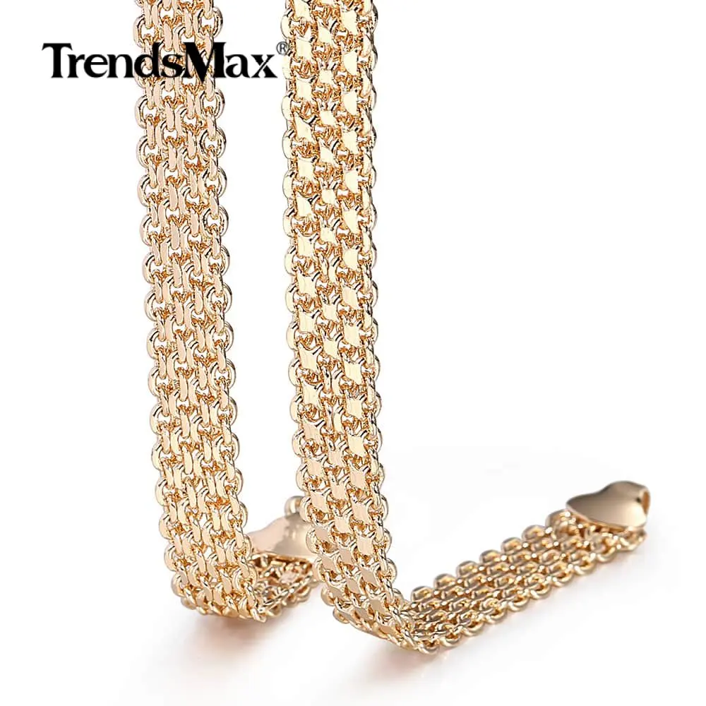 10 мм/12 мм 585 розовое золото ожерелье двойное плетение Rolo кабель Снаряженная