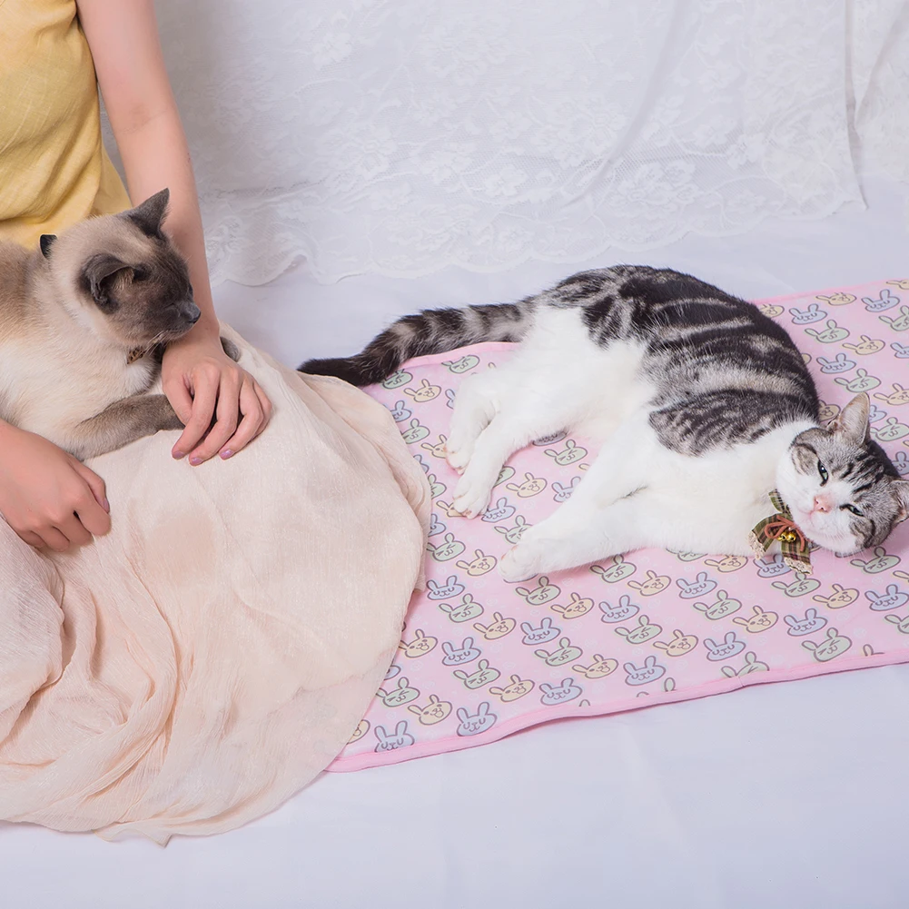 

Pet Cooling Pad Pet Summer Sleeping Mat Ice Silk Soft Breathable Blanket For Cat Small Medium Large Dogs For Summer Washable