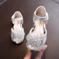 children new sandals girls lace pearl big flower princess sandals with crystal soft sole sweet cute for party wedding chic hot