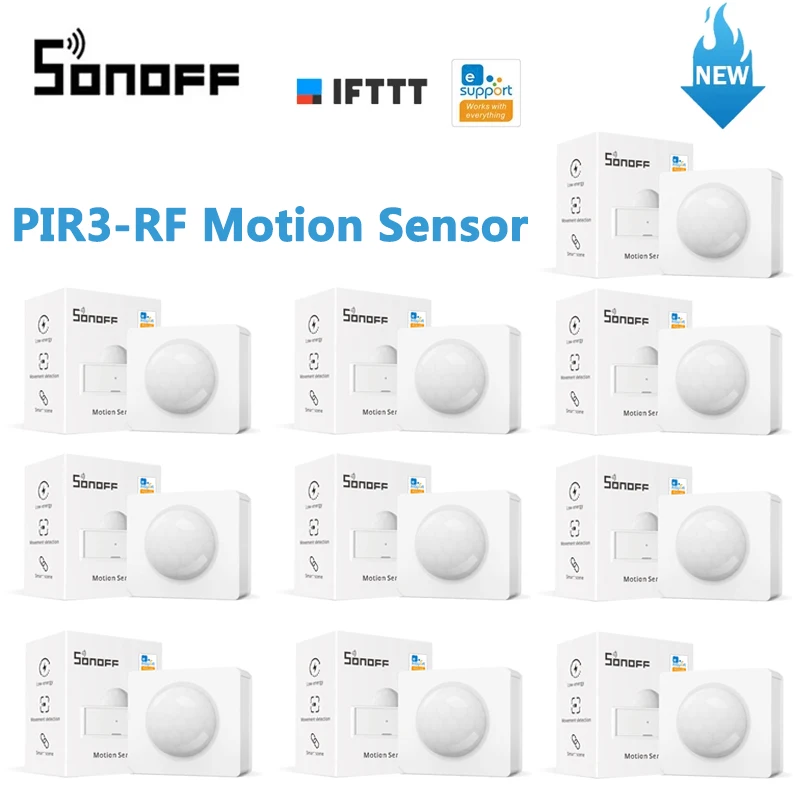 Датчик движения SONOFF 10/1, PIR3-RF шт., работает с мостом SONORF RF433 через приложение eWeLink