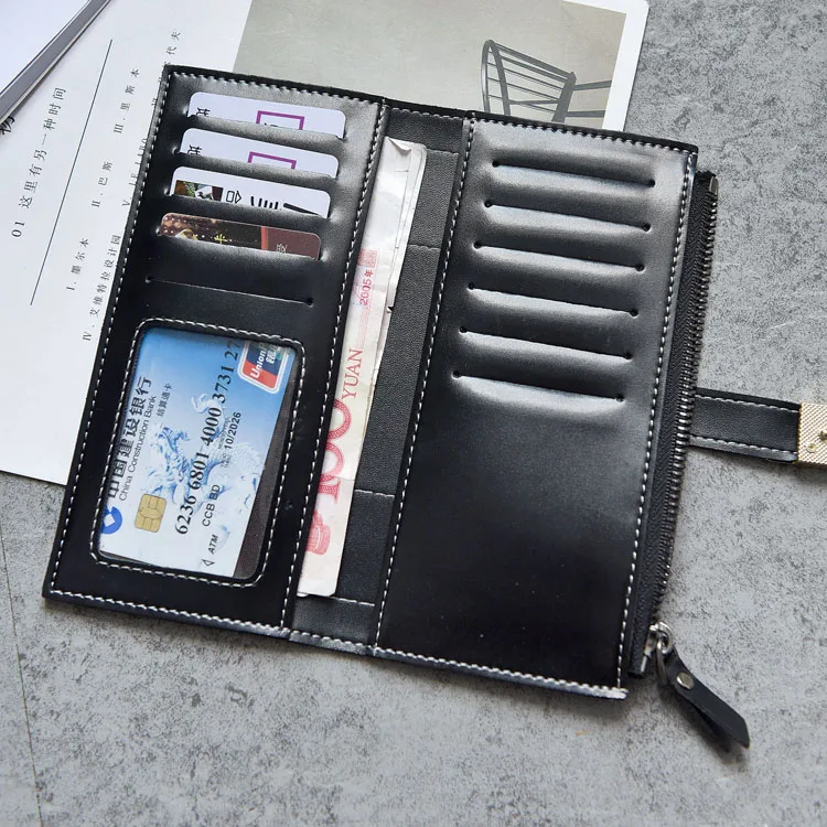 

Women Wallet Designer Long Purse Fold Vintage Purse for Ladies Female Coin Purse Thread Wallet Luxury Wallet Fashion Card Holder