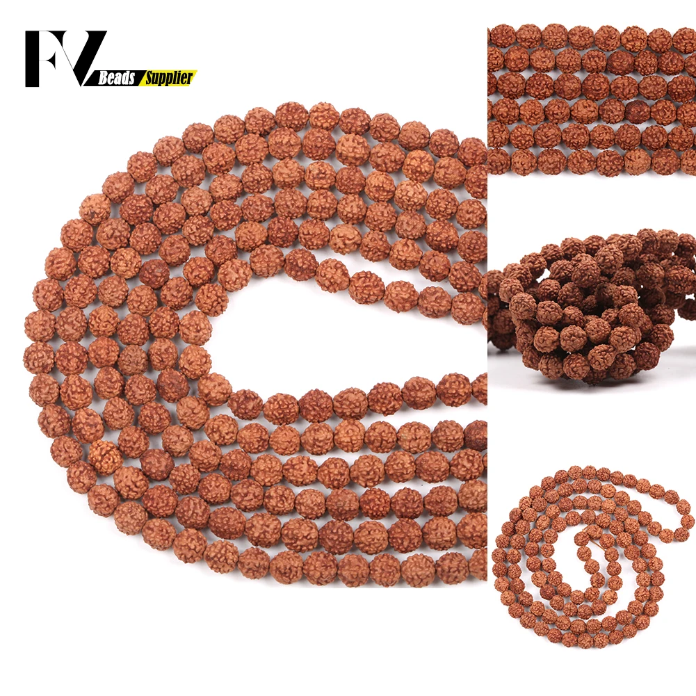 

8mm Natural Rudraksha 108pcs Mala Beads for Jewelry Making Vajra Bodhi Round Beads Diy Meditation Prayer Bracelets Accessories