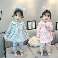 girl boys pajamas suits kids baby 2021 floral winter autumn thicken nightclothes sleepwear pajamas sets cotton children clothing