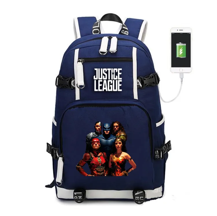 Подростковые DC comic Justice League рюкзаки зарядка через usb повседневные мужские wo рюкзак