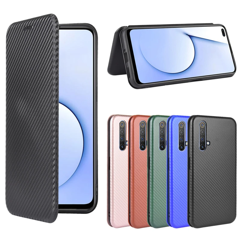 

Solid Color Fashion Flip Phone Case For OPPO Realme X50 XT 8 7i X7 7 6 5 5S X3 X2 Pro With Card Slot Shockproof Cover Capa Cases
