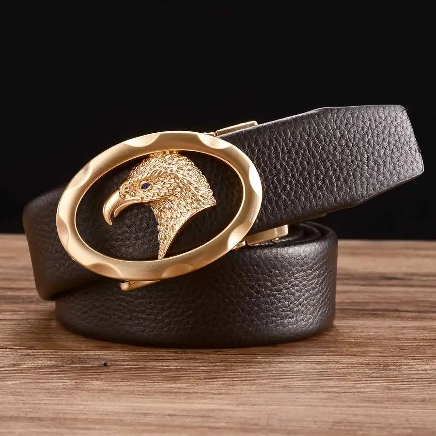 

Men Automatic Buckle Belt Eagle Automatic Buckle Belt Waistband for Male Fashion Leather Strap Width:3.5cm 110-130cm