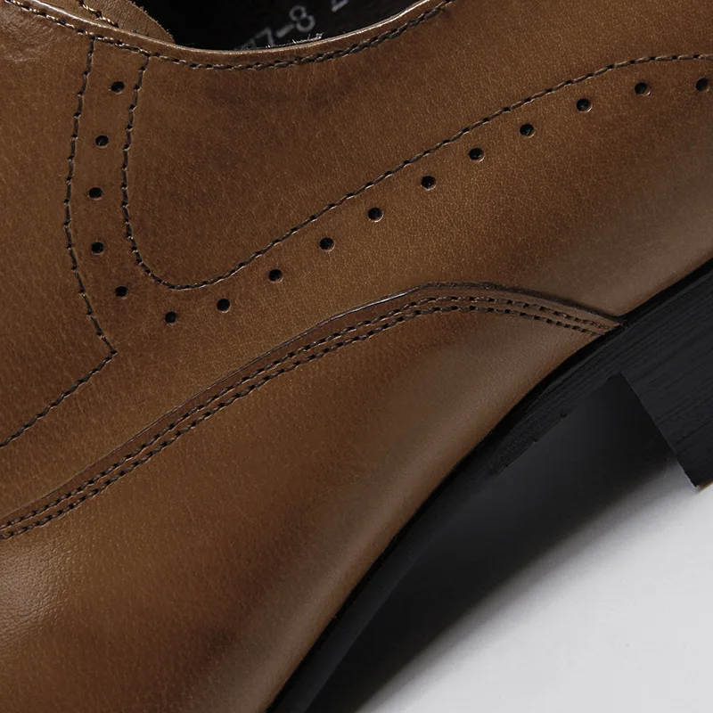 

QYFCIOUFU New Arrivals Handmade Mens Dress Shoes Genuine Leather Brogue Shoes High Quality Italian Wedding Men Oxford Shoes