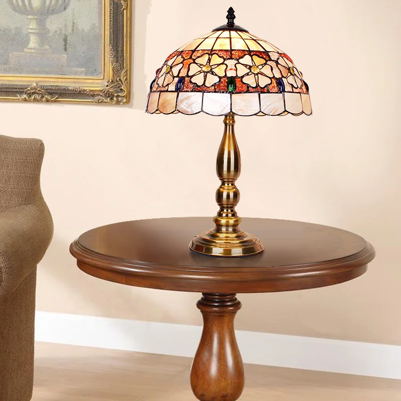 Tiffany naturl shell Table Lamp Classic European Baroque bedroom Bedside E27 110-240V | Лампы и освещение