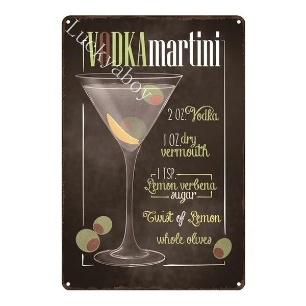 

[]Martini Mojito Cocktail Vintage Tin Signs Wall Plaque Custom Metal Painting Antique Gift home bar Pub Decor AL035