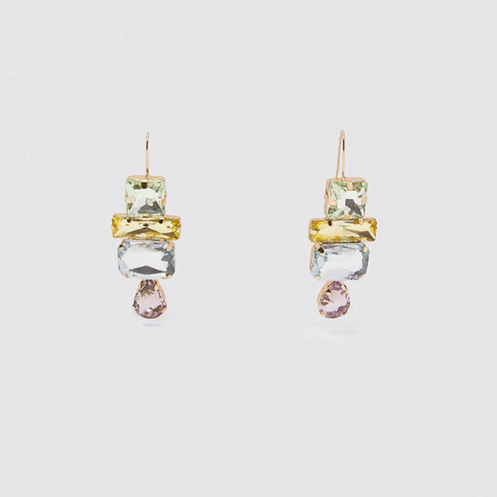 Trendy Glass Crystal Flower Za Earrings for Women Fashion Simple Statement Elegant Dangle Wedding Party Birthday Gifts | Украшения и