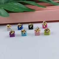 10pcs 811mm diy fashion 3d alloy enamel gift box charms for bracelet metal dangle present box pendants earring jewelry making